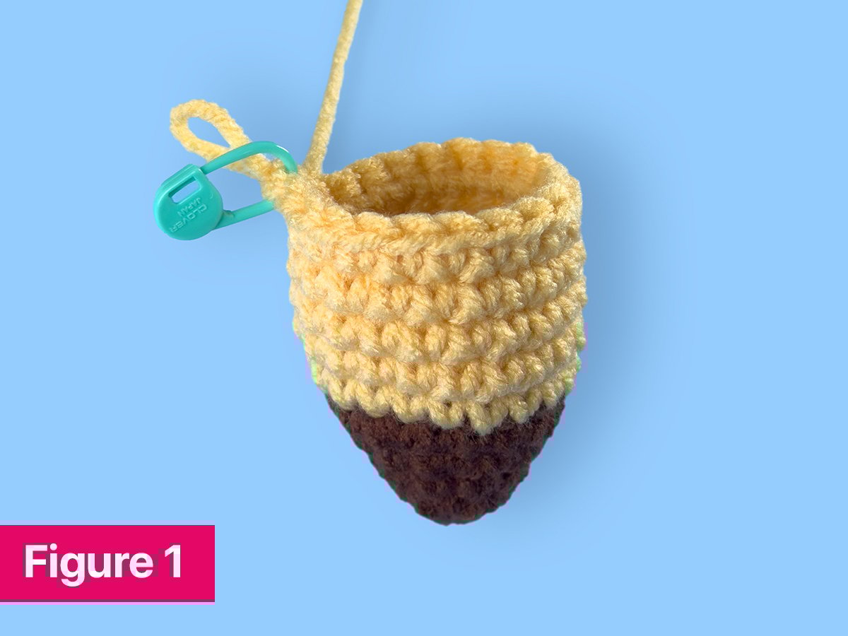 Figure 1: shows the nose crocheted to the end of round 10