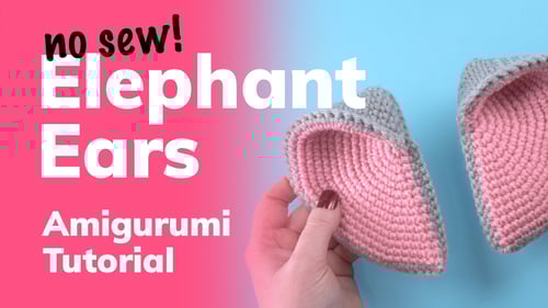 How to attach elephant ears while crocheting the head