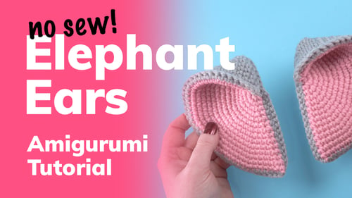 How to attach elephant ears while crocheting the head