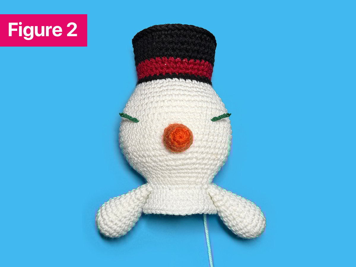 How to Crochet a Snowman Step 2: Marking Stitches for the Eyes