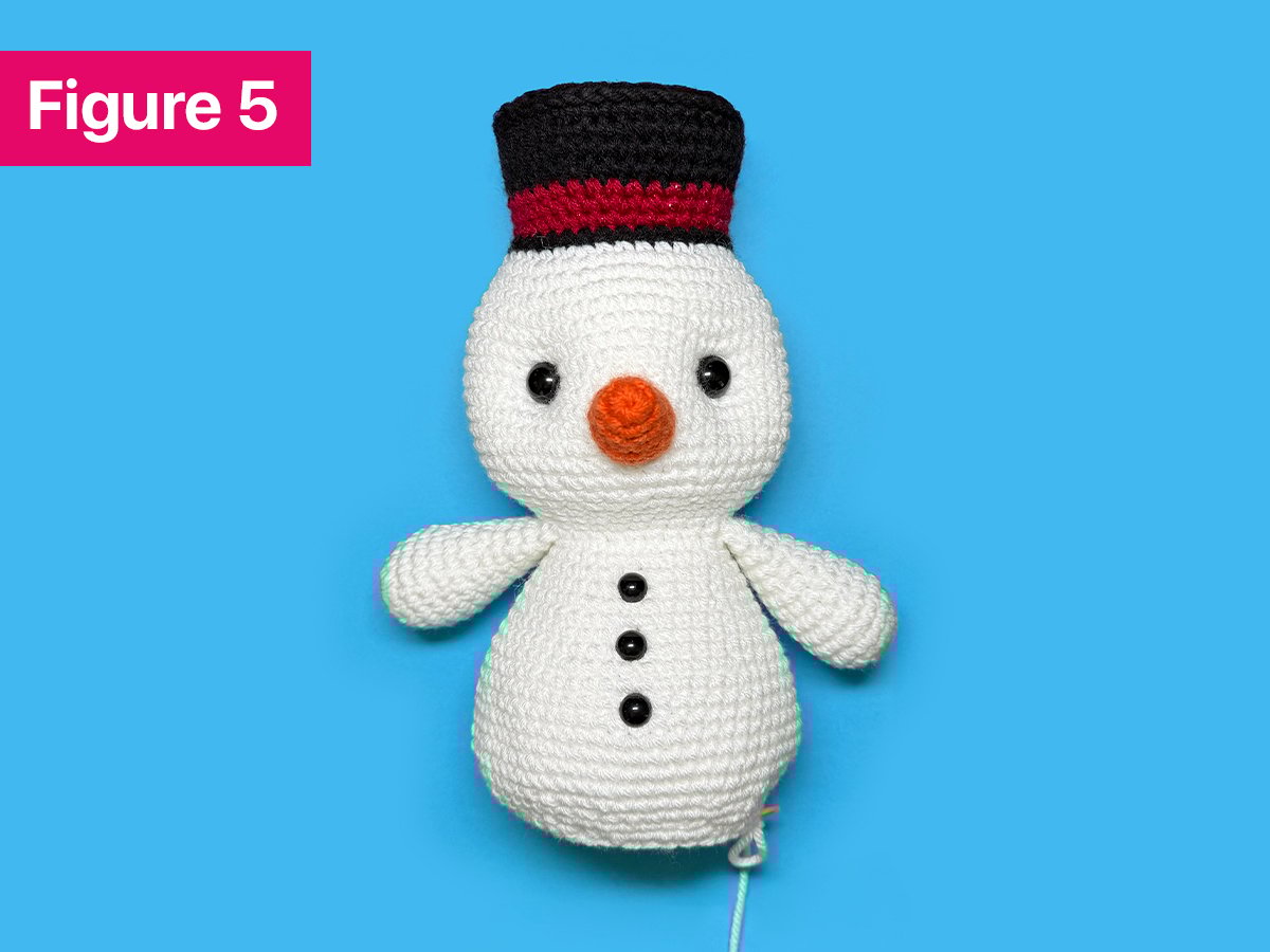 How to Crochet a Snowman Step 5: Adding the Buttons